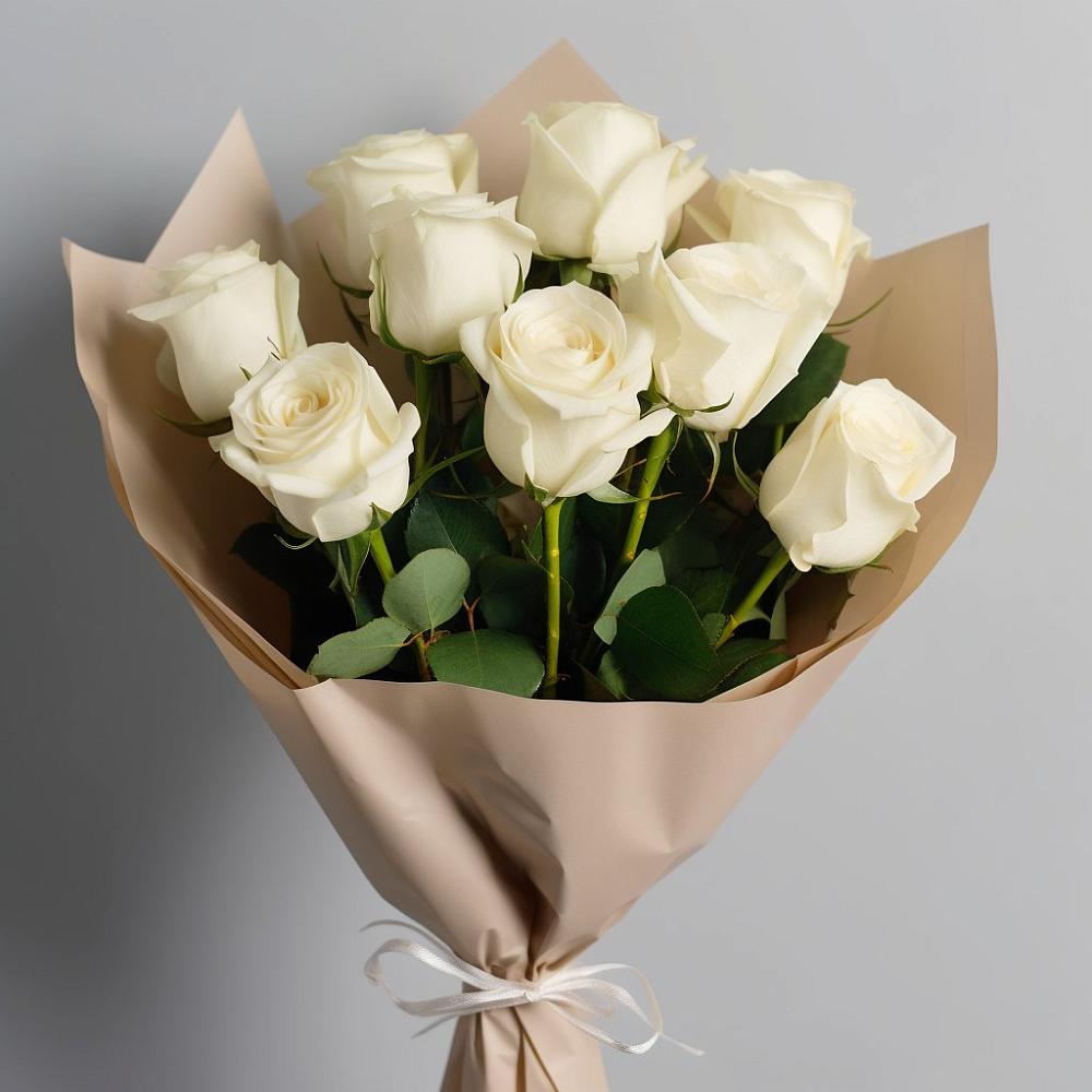 Букет 9 Белых роз Эдлесс Лав в Анадыри