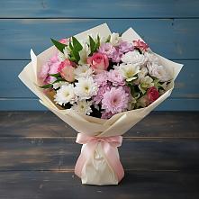 Букет цветов из:  Хризантемы, Альстромерии и Розы в Анадыри