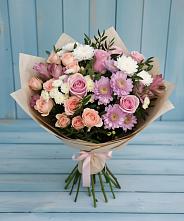 Букет цветов из:  Хризантемы, Розы и Альстромерии #REPLACE_PRED# Анадыри