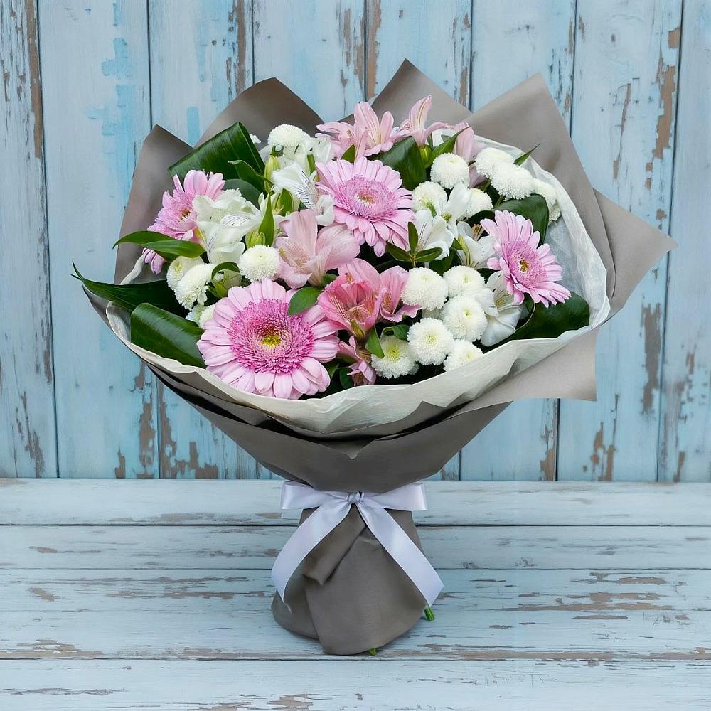 Букет цветов из: Герберы, Альстромерии и Хризантемы в Анадыри
